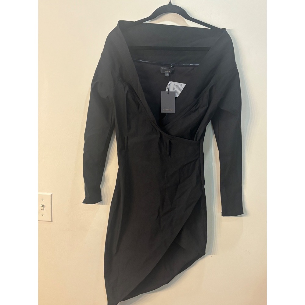 NWT Michael Costello x Revolve Black Long Sleeve‎ Mini Dress Asymmetrical Size S